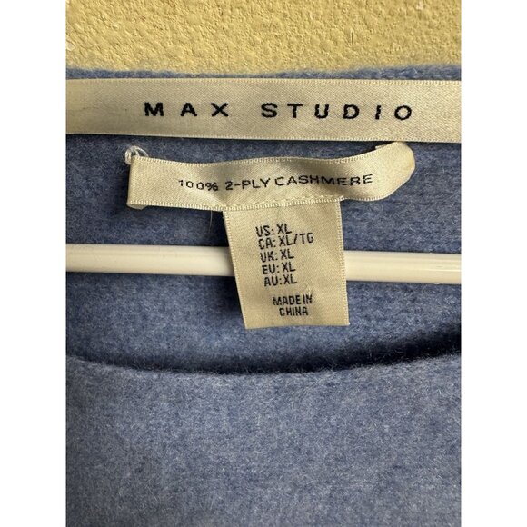Max Studio 100% Cashmere Sweater Periwinkle Blue XL Fits M - Picture 4 of 4